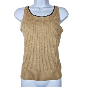Vintage Evan-Picone Neutral Tank Top Beige Tan Knit 90s-Y2k Womens M